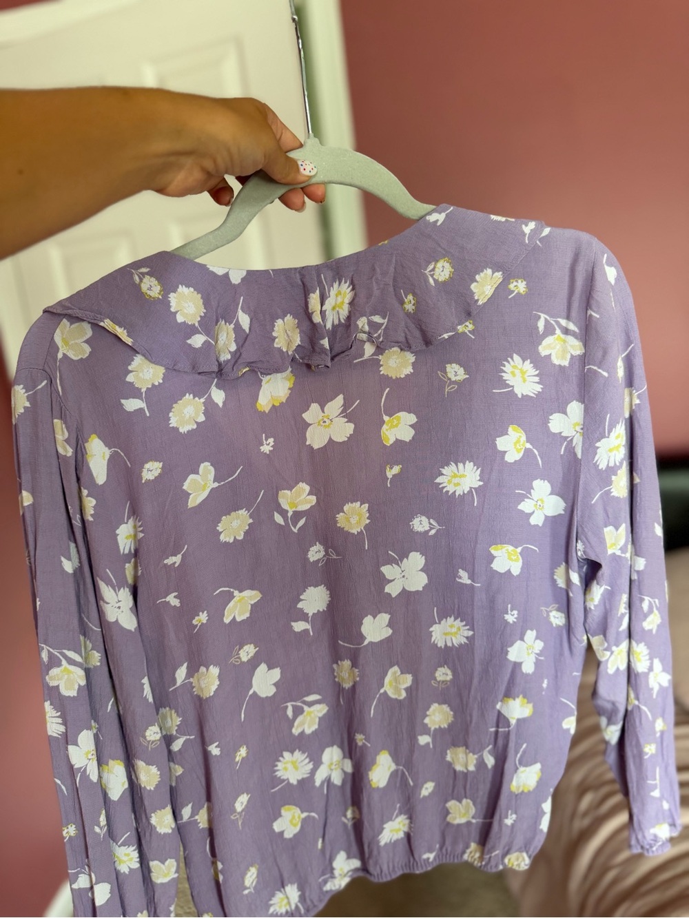 Sanctuary Lavender Floral Ruffle Wrap Blouse - Picture 7 of 7